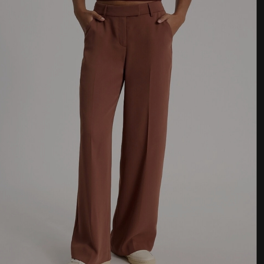 Express Business Dressy Office Caramel Rust Brown 16s Mid Rise Boot Cut Slacks